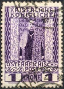 In 1908 ontwierp Moser en graveerde Schirnböck een serie van 18 zegels ter gelegenheid van het