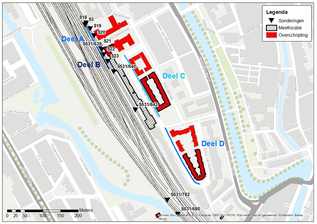 4 Nicolaas Beetsstraat 4.1 Locatie beschrijving In het trillingsonderzoek zijn er rondom de Arthur van Schendelstraat/Nicolaas Beetsstraat drie schermlocaties onderscheiden.