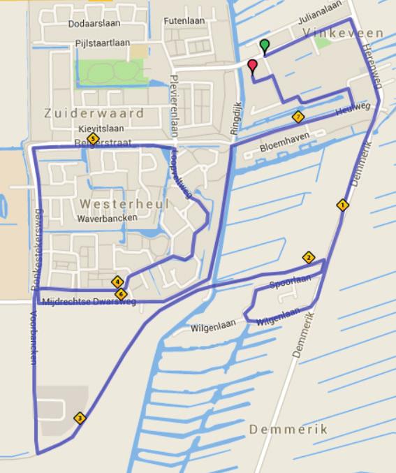 vrijdag 24 mei 2019-10 km de Boei 0,0 RA Over bruggetje naar Oudeland 3,7 RA Kerklaan 0,1 RD Oudeland 3,7 RA Herenweg 0,3 RD Loopveltweg 3,9 RD Demmerik 0,6 LA Reigerstraat 4,7 RA Wilgenlaan 1,5 RA