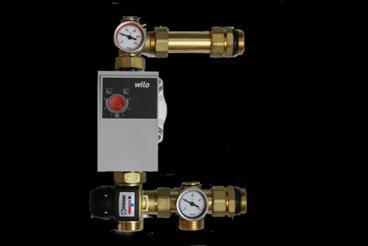 MODEC EC Aansluiting 3/4" met clip Pompsets UHF2065097 Mix Pompset voor verdelers met Wilo Yonos Para RS15/6 pomp en ESBE VTA 372 Mixautomaat 210mm afstand tussen verdelerbalken UHF2065141 Mix