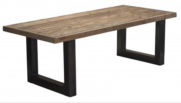 EETTAFEL MET STALEN POTEN Hoogte in alle gevallen 780 mm Lengte x breedte Nieuw hout Gebruikt hout