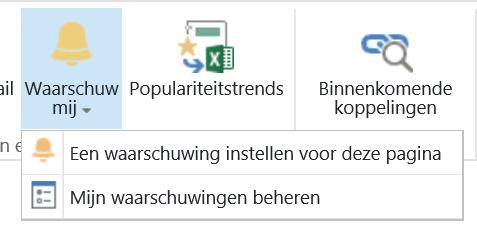 Via de tweede regel kan je je waarschuwingen zelf beheren. Je kan hier een waarschuwing toevoegen of verwijderen. Bij toevoegen krijg je een lijstje waaruit je kan kiezen.