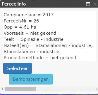 . Als u op zo n perceel klikt, kunt u wisselen tussen de perceelsinformatie van beide gebruikspercelen via de witte pijltjes bovenaan in de kader van de perceelsinformatie.