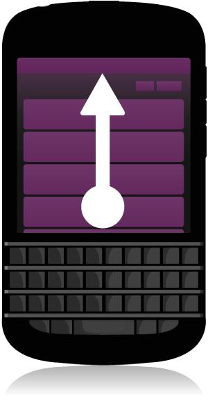Aan de slag Pictogram Beschrijving Telefoonoproep Meldingen van apps en services zoals BlackBerry World Scrollen en bewegen tussen items Veeg met uw vinger om door een lijst te scrollen, over een