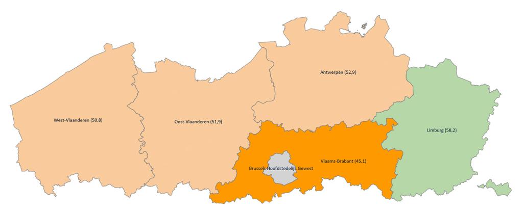 Responsgraad 2017: provincies Vlaams
