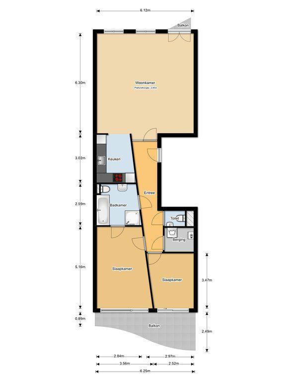 plattegronden Appartement (aan bovenstaande afbeelding kunnen