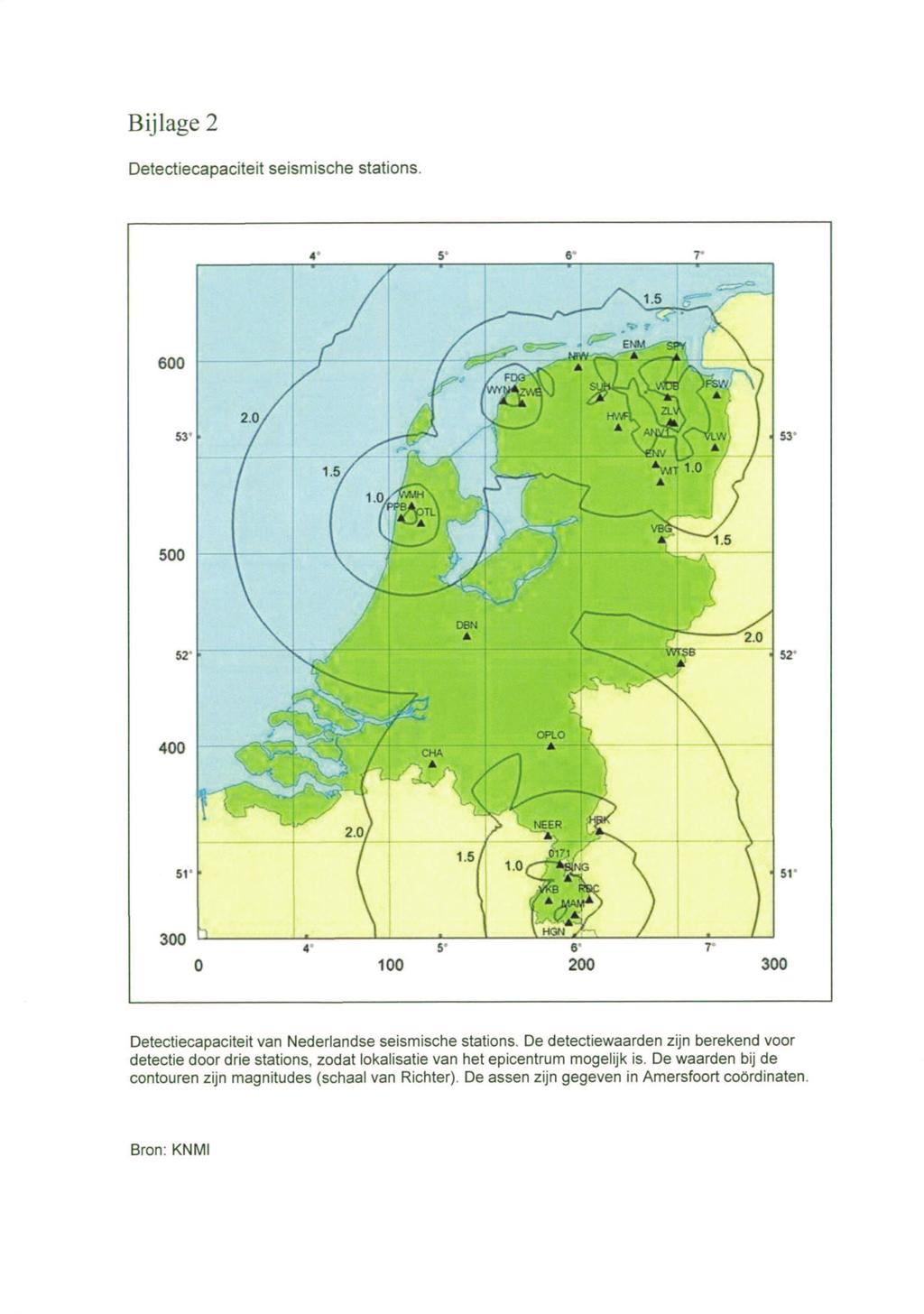 Bijlage 2 Detectiecapaciteit seismische stations. Detectiecapaciteit van Nederlandse seismische stations.
