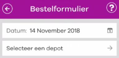 Kies vervolgens de transactiedatum en het depot waar u fust wilt bestellen.