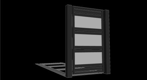 eenvoudige montage. Samenstelling poort: - Een slotvleugel, draairichting naar keuze. - Twee poortpalen 100x100x3 of 120x120x3, afhankelijk van de grootte van de poort.