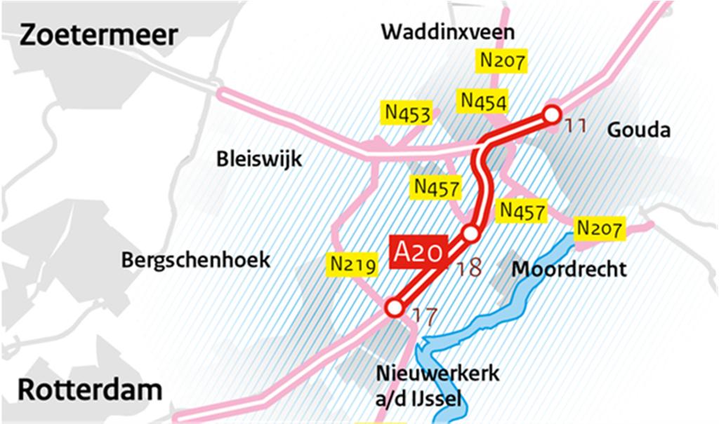 Samenvatting Aanleiding De A20 is van groot belang voor de bereikbaarheid van de Rotterdamse regio en als verbinding tussen Utrecht en Rotterdam.