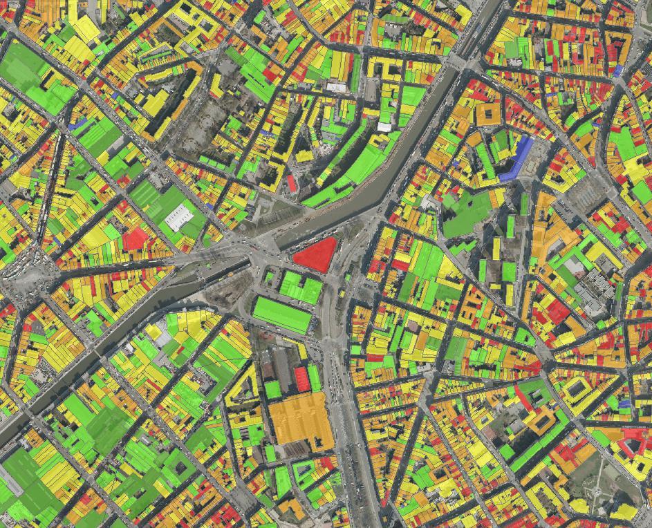 Luchtthermografie Figuur 45 : Thermografisch beeld verliesindex (Bron: Leefmilieu Brussel) De luchtthermografische kaart is een