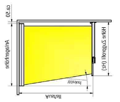 doekcollecties Minimale maximale afmetingen Rechte uitvoering Minimale hoogte 1350 Maximale hoogte 2100 Maximale