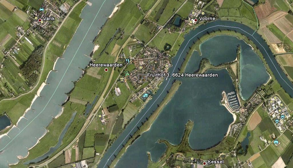 Lokatie overzicht Landelijk gelegen langs de Provincialeweg van Zaltbommel naar Nijmegen en letterlijk tussen de Maas en de Waal, ligt het dorpje Heerewaarden, met ca 1.400 inwoners.