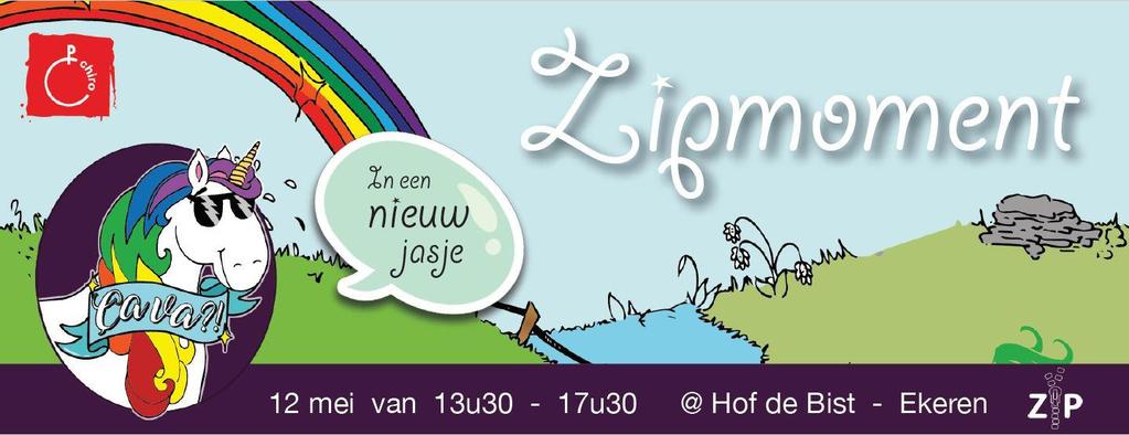 Allerliefste leden en ouders, Op zondag 12 mei 2019 organiseert gewest ZIP het jaarlijkse ZIPMOMENT! Dit jaar steekt het gewest het in een nieuw jasje.