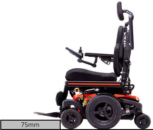 De zitlift, kantelverstelling en rugverstelling hebben grote invloed op het zwaartepunt van de rolstoel en dus de stabiliteit.