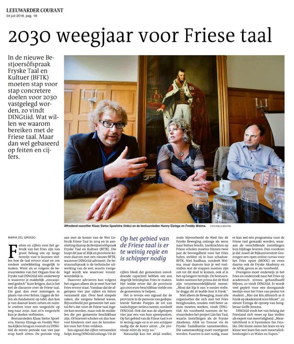 Fries in het onderwijs In september 2018 presenteerde het Lectoraat Taalgebruik & Leren het Rapport Taalplan Frysk. Ambities voor het Fries.