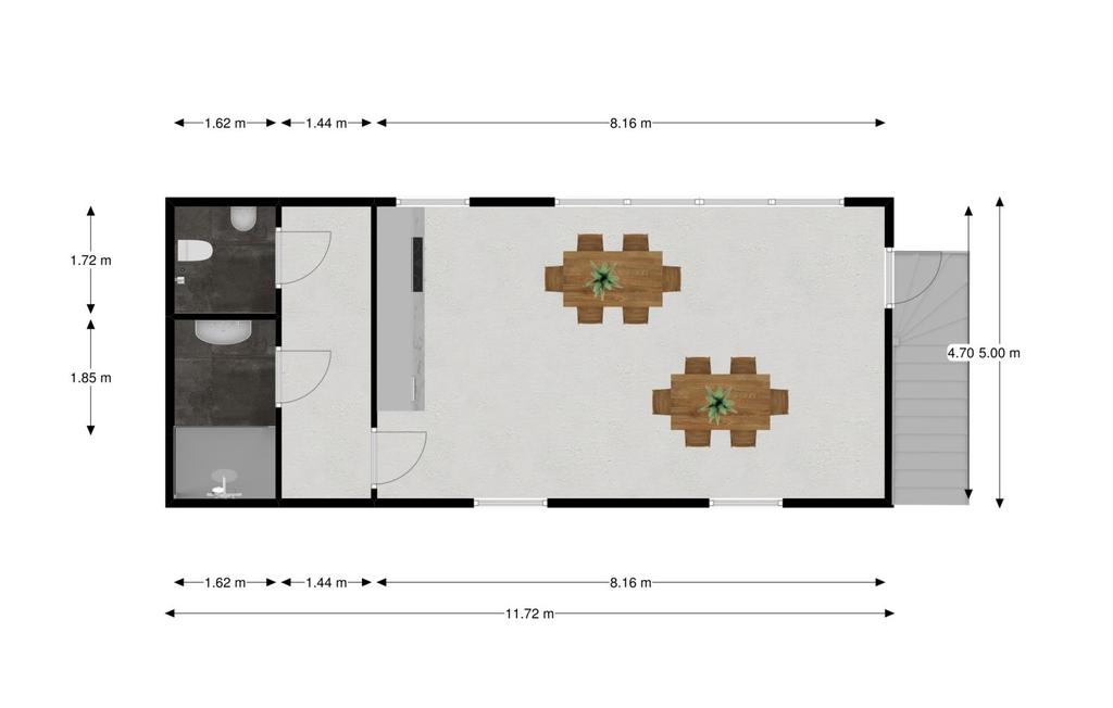 Plattegrond 1 e verdieping 2D Bovenstaande plattegrond is