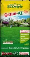 Gazon-AZ 100% organische meststof NPK 7-3-4 met ProtoPlus Geeft 120 dagen voeding Met extra micro-organismen voor een sterk wortelstelsel Zorgt voor een weerbaar en groen gazon Door ProtoPlus een