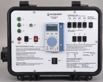 Het oplaadpunt voor elektrische voertuigen Om de projecten te kunnen uitvoeren is een EV simulator/tester noodzakelijk Een Walther EV