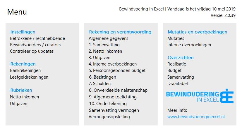 3 Starten met Bewindvoering in Excel 3 Starten met Bewindvoering in Excel Je kunt binnen enkele minuten aan de slag met Bewindvoering in Excel.