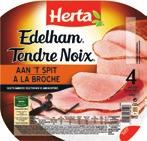 Edelham,, van 60 g tot 340 g Voorbeeld: Edelham aan