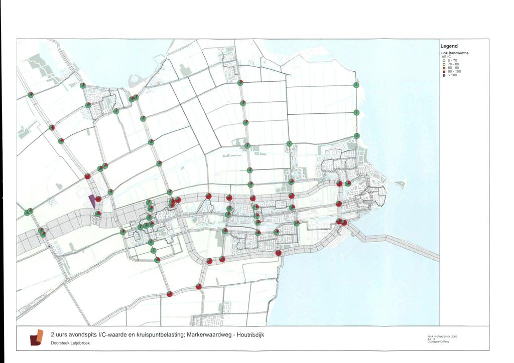 Legend Link Bandwidths AS IC D 0-70 Q 70-80 80-90 90-100 > 100 L 2 uurs avondspits l/c-waarde en