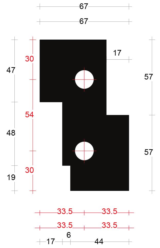 (art. 2045405) Contraprofiel neut Eindneut links 67mm