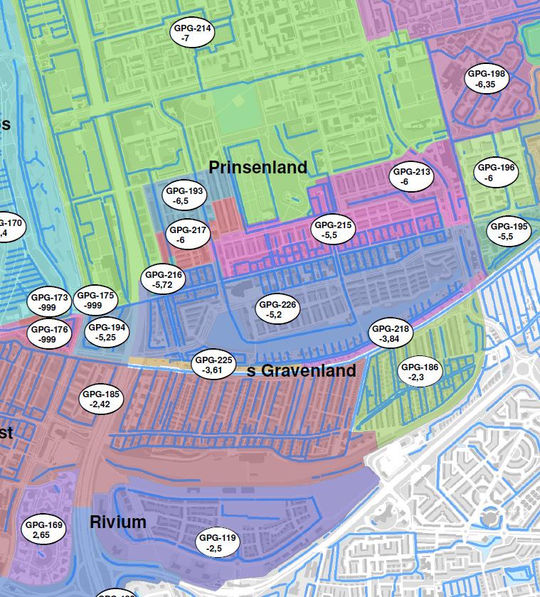 Figuur 3. Overzicht peilvakken 4.2 Riolering: afval- en hemelwater Het bestemmingsplangebied valt binnen rioleringsdistricten 18 (Alexanderpolder), 38 (Brainpark III) en 40 (Prinsenland).