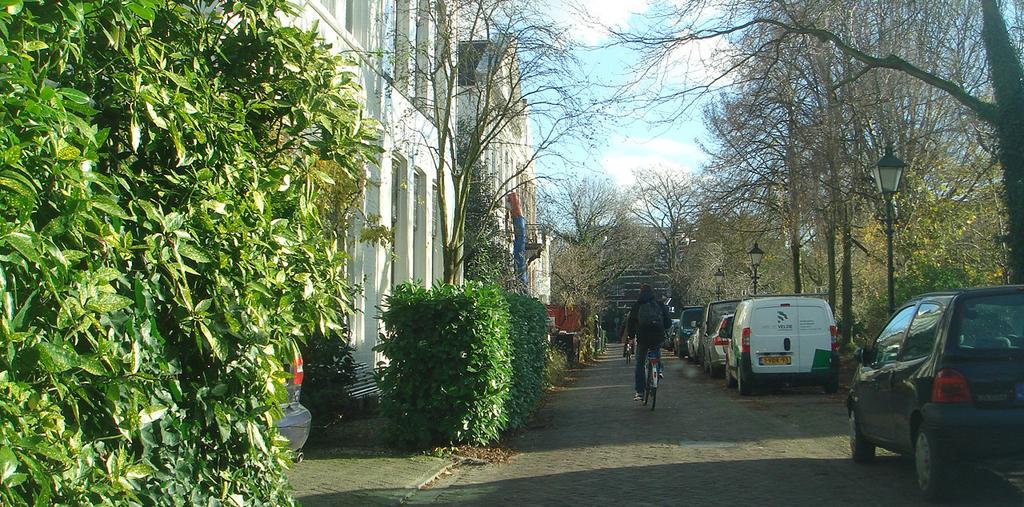 groene, buitenplaatsuitstraling, dit kan een moestuin of boomgaard zijn aan de kade