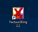 Sluit vervolgens ook het Installeer Factuur2King 2.2 scherm door op Close te drukken: Op het bureaublad van Windows (alle versies) staat nu een Factuur2King 2.2 snelkoppeling.