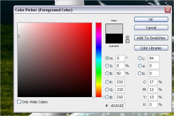 Stel het penseel in: voorgrondkleur = grijs (# D2D2D2), hard, rond penseel,
