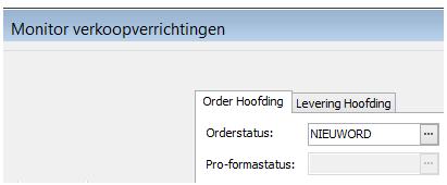 VERRICHTINGEN MONITOR 4.1. Monitor B.v. Order hoofding selectie status Nieuwe orders B.v. Levering hoofding selectie status Ready (for shipment).