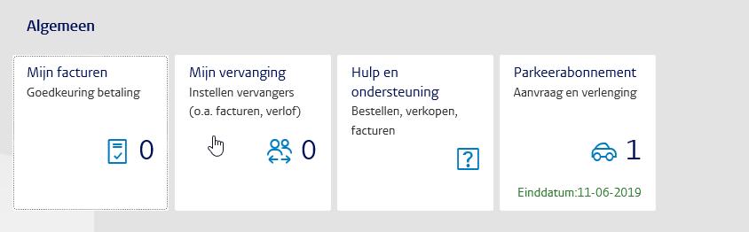 Klik op de tegel Parkeerabonnement, waarna de applicatie wordt gestart.