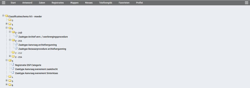 A4. Hoe ziet het overzicht van zaaktypen eruit aan de hand van classificatieschema s? De RODIN eist dat (alle zaken van) een zaaktype en een zaak aan een classificatieschema kunnen worden gekoppeld.