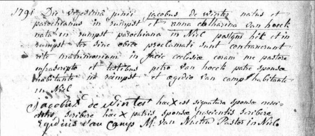 Jan Baptist de Winter ~ Rumst 8 oktober 1794 46. 4. Maria Elisabeth de Winter Rumst 7 februari 1797 47. 5. Joanna Maria de Winter Rumst 11 oktober 1798. 43 tt.