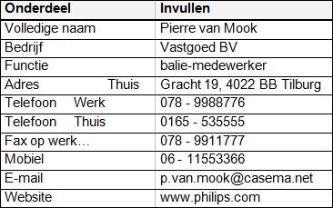 Pagina 8 INSTRUCT 2.9 Extra oefeningen a. Voeg drie nieuwe contactpersonen toe.