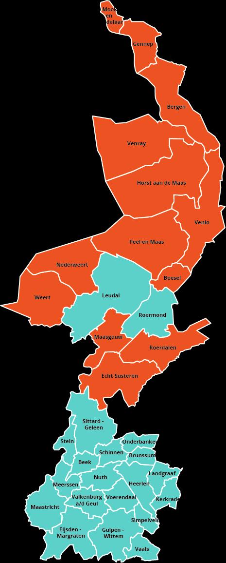 Deelnemende gemeenten De deelnemende gemeenten concentreren zich hoofdzakelijk in Zuid-Limburg. De stichting staat positief tegenover uitbreiding van het werkgebied in Limburg.