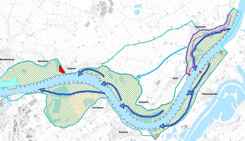 Uitsnede kaart Structuurvisie WaalWeelde West Natuur Stiftsche Uiterwaarden: het hele deelgebied is aangewezen als Natuur Stiftsche uiterwaarden.