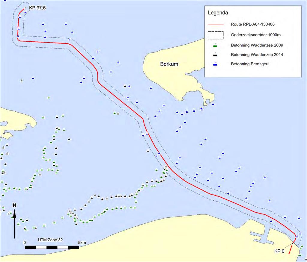 Inventariserend veldonderzoek (opwaterfase) Offshore kabeltracé COBRAcable 4 Resultaten 4.1 Geofysisch onderzoek MMT Binnen het onderzoeksgebied van KP 0 tot KP 37.