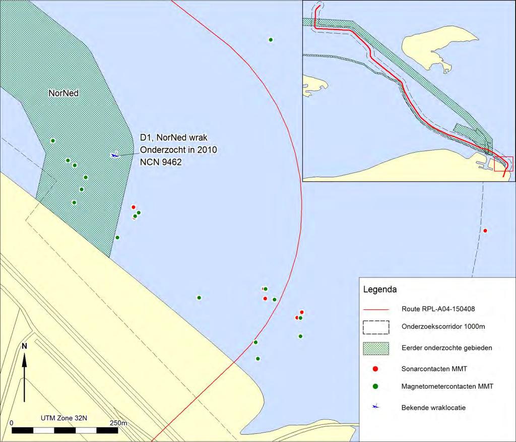 Inventariserend veldonderzoek (opwaterfase) Offshore kabeltracé COBRAcable Overlap onderzoek NorNed tracé Afbeelding 16.