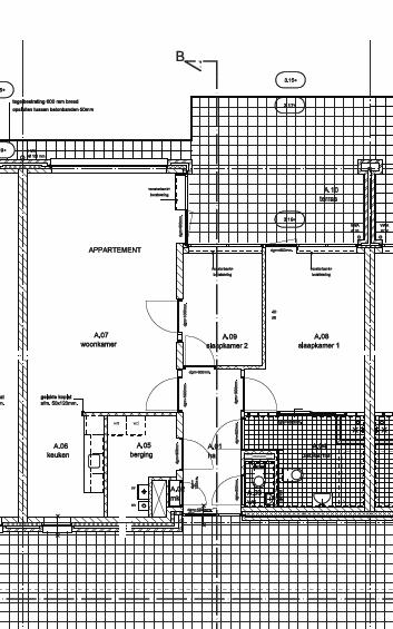 Plattegronden appartementen BEGANE GROND 6 appartementen Indeling: hal, toilet, badkamer, 2 slaapkamers, woonkamer met open keuken, wasruimte, terras, tuin en berging.