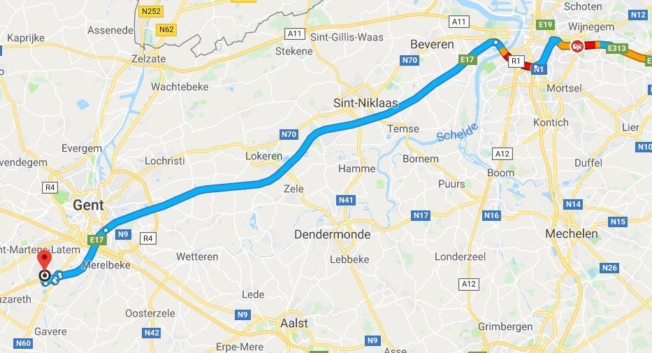 (140 km) Ga verder op de Nieuwe Steenweg/N60.