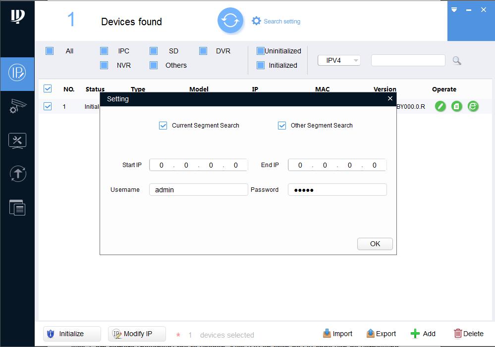 8. U heeft het wachtwoord van de camera nu aangepast. Vervolgens moet u ook in de Config Tool het wachtwoord aanpassen.