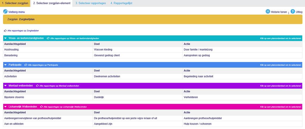 U geeft selectiewaarden aan zals beschreven bij 3. Rapprtages lezen. 3. Rapprtages lezen Hier ziet u de rapprtages terug.