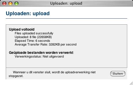 een relevante naam aan de upload, en klik daarna op Uploaden - u krijgt