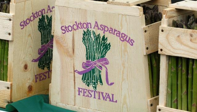 Stockton Asparagus Festival The city of Stockton, California, uses the fact that asparaguses (Asparagus officinalis) grow in the area as an excuse to create a tradition the annual Stockton Asparagus