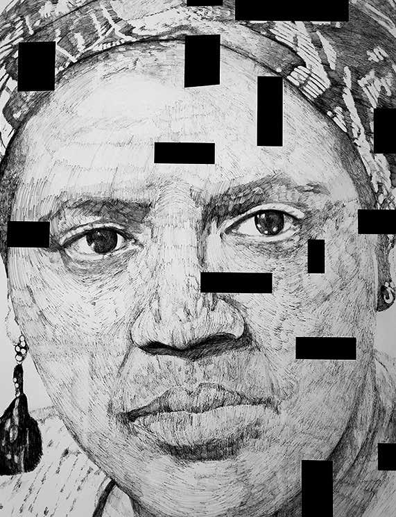 Kensmil [2] het potretten van zwarte vrouwen op de muur van het paviljoen geschilderd en het op één van de potretten vierkantjes en op een andere muur vierhoeken geschilderd,