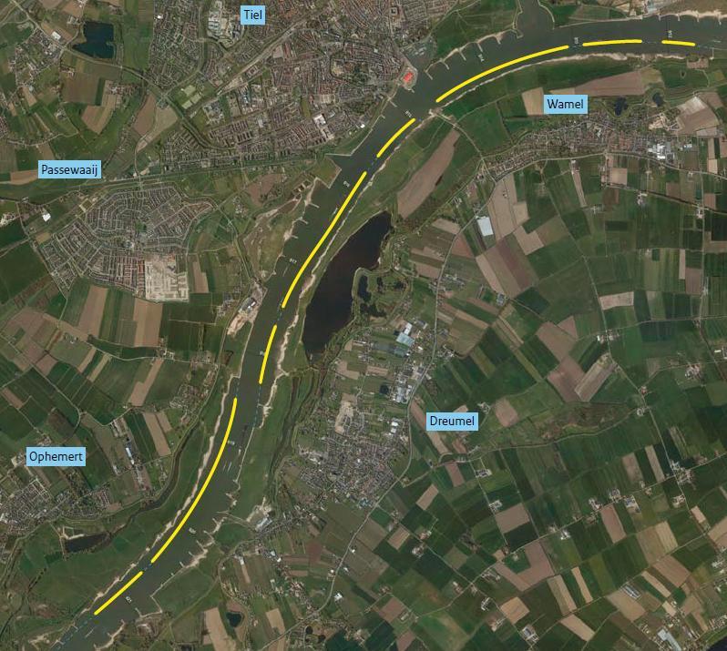 2.2 Referentieproject Waal tussen Wamel en Ophemert Op dit moment worden er voorbereidingen getroffen om een pilotproject op te zetten in de Waal tussen Wamel en Ophemert.