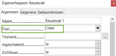 Afbeelding 6: Dialoogvenster Eigenschappen voor een keuzelijst Om keuzevakjes een naam te geven (in plaats van Keuzevak, Keuzevak 2 enzovoort): 1. Dubbelklik op het eerste Keuzevak.