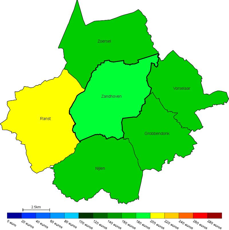 Vastgoed Prijs van bouwgrond in Zandhoven en omgeving Gemiddelde prijs in e/m 2 van bouwgrond in Zandhoven en omgeving Bron : Berekeningen van de ADSEI (FOD Economie) op